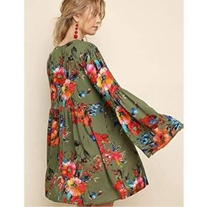 UMGEE FLORAL BELL SLEEVE‎ BABYDOLL DRESS Medium